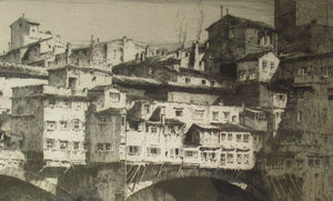 Albany E. Howarth Etching: The Ponte Vecchio,  Florence. Pencil Signed and dated in the plate 1918 FRAMED