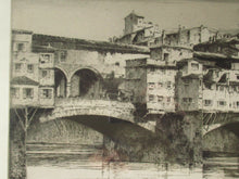 Load image into Gallery viewer, Albany E. Howarth Etching: The Ponte Vecchio,  Florence. Pencil Signed and dated in the plate 1918 FRAMED
