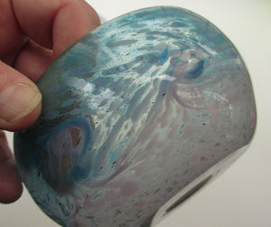 Fabulous little X ZA Shape Antique Scottish Monart Glass Bowl. With Original Paper Label on the Base