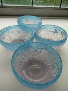 Fabulous little X ZA Shape Antique Scottish Monart Glass Bowl. With Original Paper Label on the Base (Five Left)