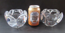 Load image into Gallery viewer, 1990s PAIR of Heavy Clear Glass Royal Copenhagen Lotus Candle Holders. Large Size
