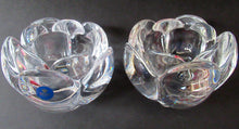 Load image into Gallery viewer, 1990s PAIR of Heavy Clear Glass Royal Copenhagen Lotus Candle Holders. Large Size
