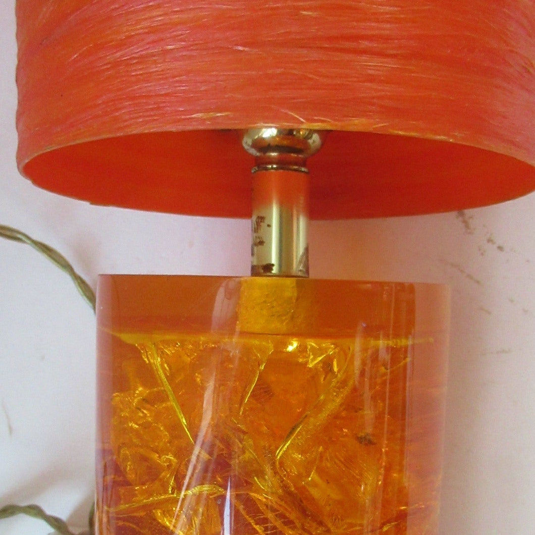 1970s Orange Shattaline Perspex Lamp with Original Tangerine Shadee