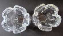 Load image into Gallery viewer, 1990s PAIR of Heavy Clear Glass Royal Copenhagen Lotus Candle Holders. Large Size
