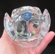 Load image into Gallery viewer, 1990s PAIR of Heavy Clear Glass Royal Copenhagen Lotus Candle Holders. Large Size
