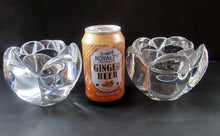 Load image into Gallery viewer, 1990s PAIR of Heavy Clear Glass Royal Copenhagen Lotus Candle Holders. Larger Size
