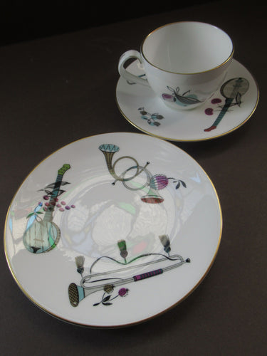 Royal Worcester Porcelain Trio Cup, Saucer, Side Plate Rare Fiesta Patern 1960s