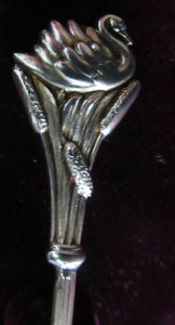 Victorian Hallmarked Silver Salt Dish and Spoons / Pin Cushions. Matching Swan Spoons In Fitted Case