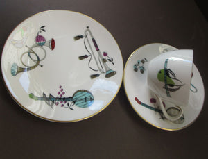 Royal Worcester Porcelain Trio Cup, Saucer, Side Plate Rare Fiesta Patern 1960s