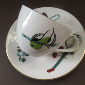 Royal Worcester Porcelain Trio Cup, Saucer, Side Plate Rare Fiesta Patern 1960s
