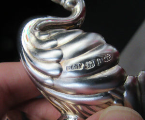 Victorian Hallmarked Silver Salt Dish and Spoons / Pin Cushions. Matching Swan Spoons In Fitted Case