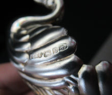 Load image into Gallery viewer, Victorian Hallmarked Silver Salt Dish and Spoons / Pin Cushions. Matching Swan Spoons In Fitted Case
