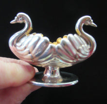 Load image into Gallery viewer, Victorian Hallmarked Silver Salt Dish and Spoons / Pin Cushions. Matching Swan Spoons In Fitted Case
