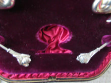 Load image into Gallery viewer, Victorian Hallmarked Silver Salt Dish and Spoons / Pin Cushions. Matching Swan Spoons In Fitted Case
