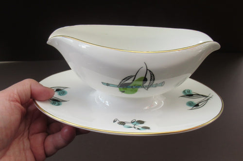 Royal Worcester Fiesta Pattern 1960s Gravy Boat Saucer Boat