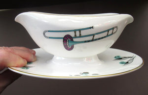 Royal Worcester Fiesta Pattern 1960s Gravy Boat Saucer Boat