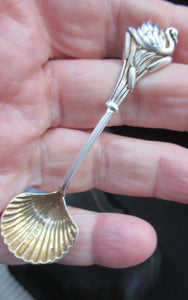 Victorian Hallmarked Silver Salt Dish and Spoons / Pin Cushions. Matching Swan Spoons In Fitted Case