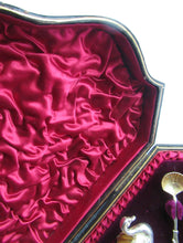 Load image into Gallery viewer, Victorian Hallmarked Silver Salt Dish and Spoons / Pin Cushions. Matching Swan Spoons In Fitted Case
