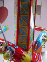 Load image into Gallery viewer, Products Vintage 2000 SCHYLLING Rocket Ride Carousel. Tin Plate Clockwork. Rotating Rockets. BOXED
