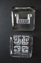 Load image into Gallery viewer, PAIR of Vintage 1970s NORWEGIAN Hadeland Clear Crystal Glass Paperweights: Abstract Viking Ship &amp; Runic Patterns
