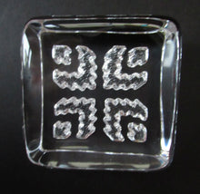 Load image into Gallery viewer, PAIR of Vintage 1970s NORWEGIAN Hadeland Clear Crystal Glass Paperweights: Abstract Viking Ship &amp; Runic Patterns
