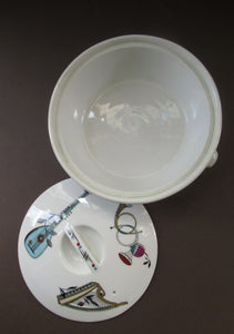 1960s Royal Worcester Fiesta Pattern Lidded Serving Bowl or Tureen