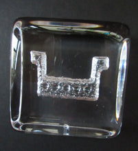Load image into Gallery viewer, PAIR of Vintage 1970s NORWEGIAN Hadeland Clear Crystal Glass Paperweights: Abstract Viking Ship &amp; Runic Patterns
