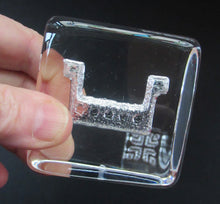 Load image into Gallery viewer, PAIR of Vintage 1970s NORWEGIAN Hadeland Clear Crystal Glass Paperweights: Abstract Viking Ship &amp; Runic Patterns

