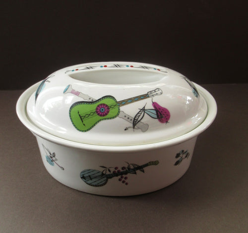 1960s Royal Worcester Oval Serving Lidded Dish Rare Fiesta Pattern