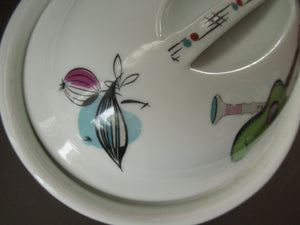 1960s Royal Worcester Oval Serving Lidded Dish Rare Fiesta Pattern