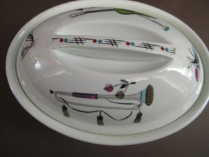 1960s Royal Worcester Oval Serving Lidded Dish Rare Fiesta Pattern