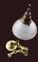 Load image into Gallery viewer, 1920s GENUINE Glass Holophane Hanging Lamp Shade - complete with all original brass fittings

