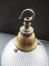 Load image into Gallery viewer, 1920s GENUINE Glass Holophane Hanging Lamp Shade - complete with all original brass fittings
