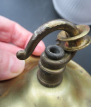 Load image into Gallery viewer, 1920s GENUINE Glass Holophane Hanging Lamp Shade - complete with all original brass fittings
