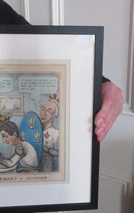Antique GEORGIAN Satirical Print: The Allied Gourmands Taking a Luncheon; or the Turkey in Danger (1828)