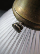Load image into Gallery viewer, 1920s GENUINE Glass Holophane Hanging Lamp Shade - complete with all original brass fittings
