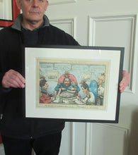 Load image into Gallery viewer, Antique GEORGIAN Satirical Print: The Allied Gourmands Taking a Luncheon; or the Turkey in Danger (1828)
