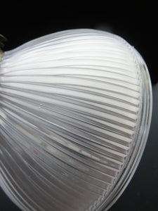 1920s GENUINE Glass Holophane Hanging Lamp Shade - complete with all original brass fittings
