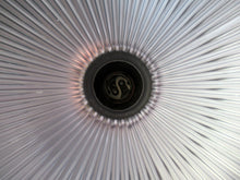 Load image into Gallery viewer, 1920s GENUINE Glass Holophane Hanging Lamp Shade - complete with all original brass fittings
