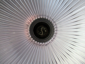 1920s GENUINE Glass Holophane Hanging Lamp Shade - complete with all original brass fittings