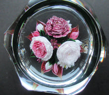 Load image into Gallery viewer, Rare RICK AYOTTE Limited Edition 1995 Cushion Cut Paperweight: Floral / Roses. LARGE SIZE 
