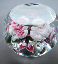 Load image into Gallery viewer, Rare RICK AYOTTE Limited Edition 1995 Cushion Cut Paperweight: Floral / Roses. LARGE SIZE 
