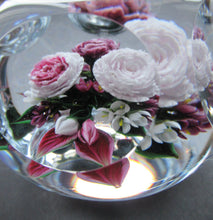 Load image into Gallery viewer, Rare RICK AYOTTE Limited Edition 1995 Cushion Cut Paperweight: Floral / Roses. LARGE SIZE 
