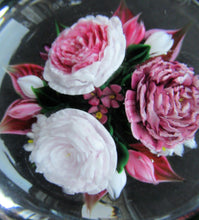 Load image into Gallery viewer, Rare RICK AYOTTE Limited Edition 1995 Cushion Cut Paperweight: Floral / Roses. LARGE SIZE 
