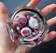 Load image into Gallery viewer, Rare RICK AYOTTE Limited Edition 1995 Cushion Cut Paperweight: Floral / Roses. LARGE SIZE 
