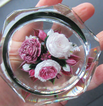 Load image into Gallery viewer, Rare RICK AYOTTE Limited Edition 1995 Cushion Cut Paperweight: Floral / Roses. LARGE SIZE 
