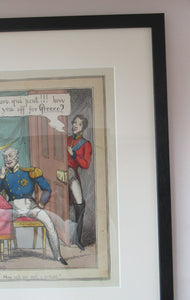 Antique GEORGIAN Satirical Print: Anticipation.  Honi soit qui mal y pense (1830)