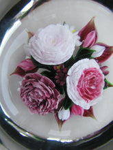 Load image into Gallery viewer, Rare RICK AYOTTE Limited Edition 1995 Cushion Cut Paperweight: Floral / Roses. LARGE SIZE 
