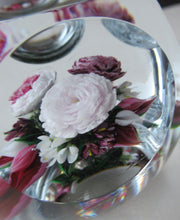 Load image into Gallery viewer, Rare RICK AYOTTE Limited Edition 1995 Cushion Cut Paperweight: Floral / Roses. LARGE SIZE 
