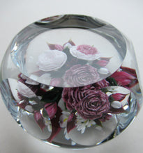 Load image into Gallery viewer, Rare RICK AYOTTE Limited Edition 1995 Cushion Cut Paperweight: Floral / Roses. LARGE SIZE 
